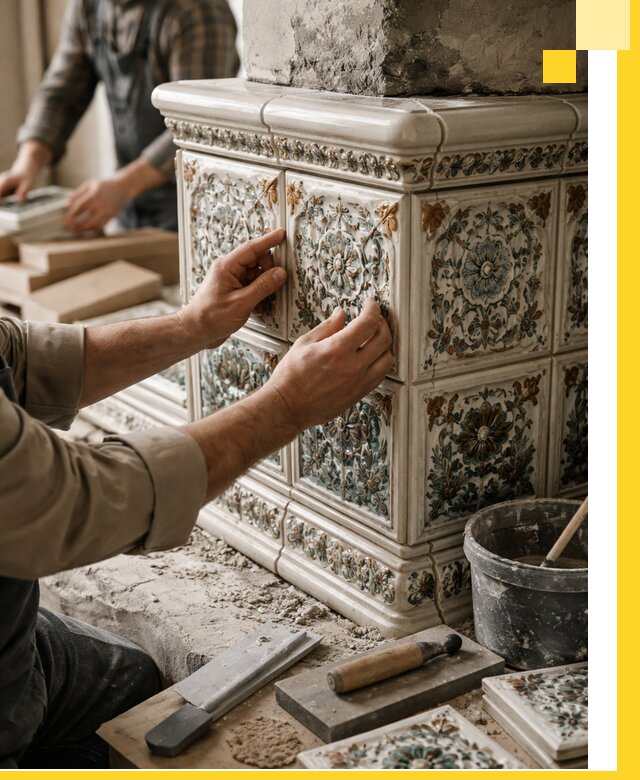 Изразцовые камины под ключ в Можге: проект и монтаж