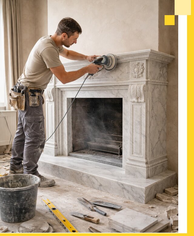 Изготовление и установка мраморных каминов в Можге под ключ