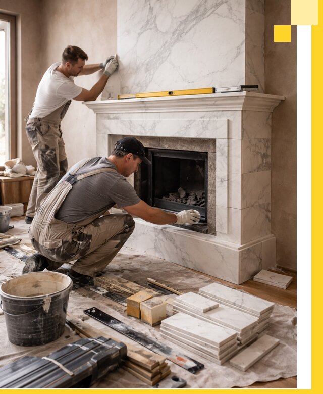 Отделка каминов в Можге качественные облицовочные работы