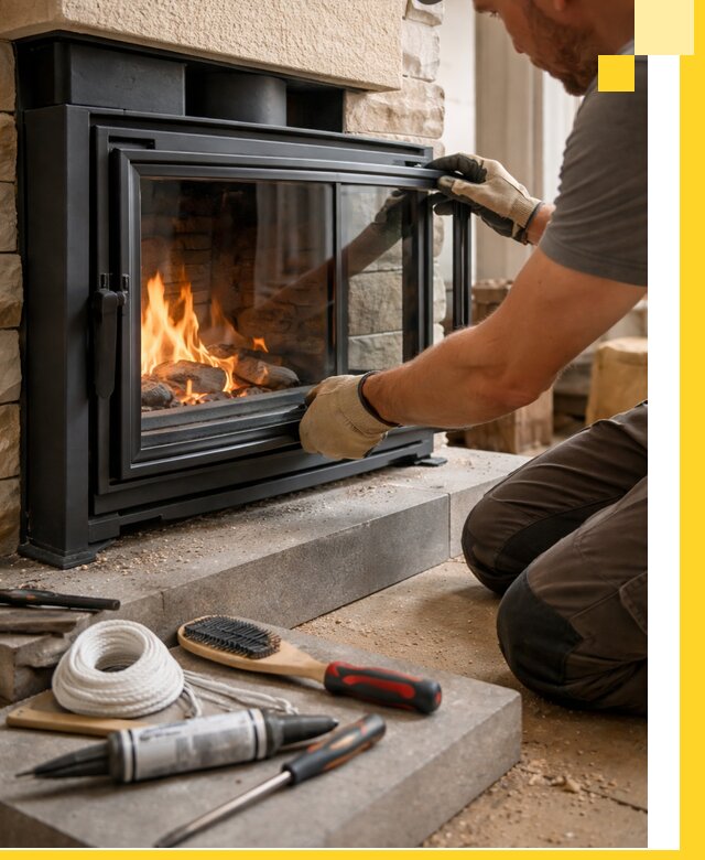 Производство, монтаж и доставка каминов со стеклом в Можге