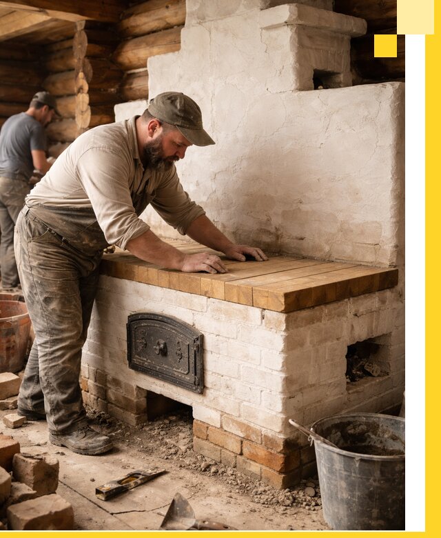 Проектирование и установка русской печи с лежанкой в Можге