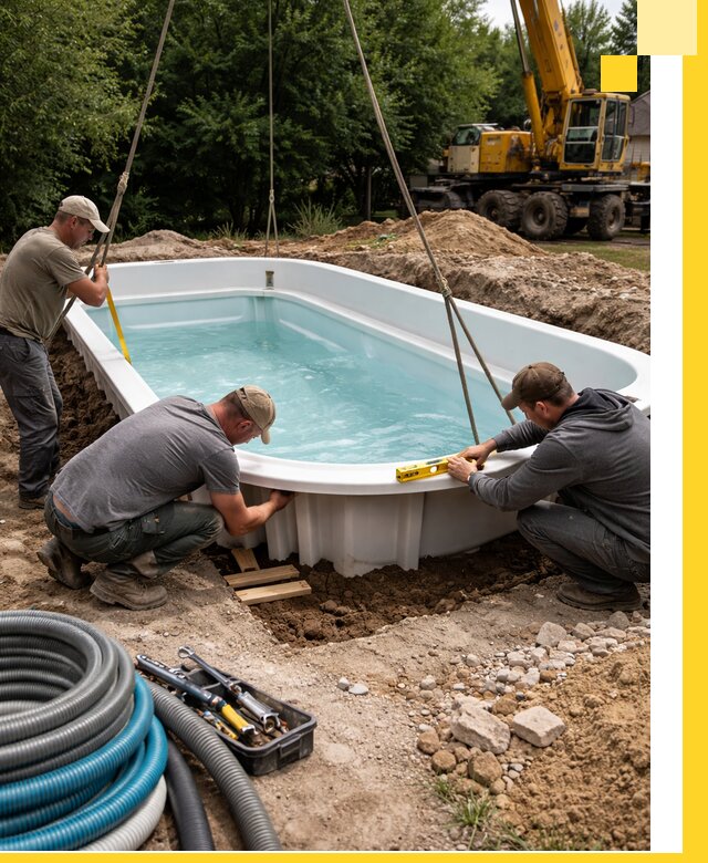 Установка и монтаж композитных бассейнов под ключ в Можге