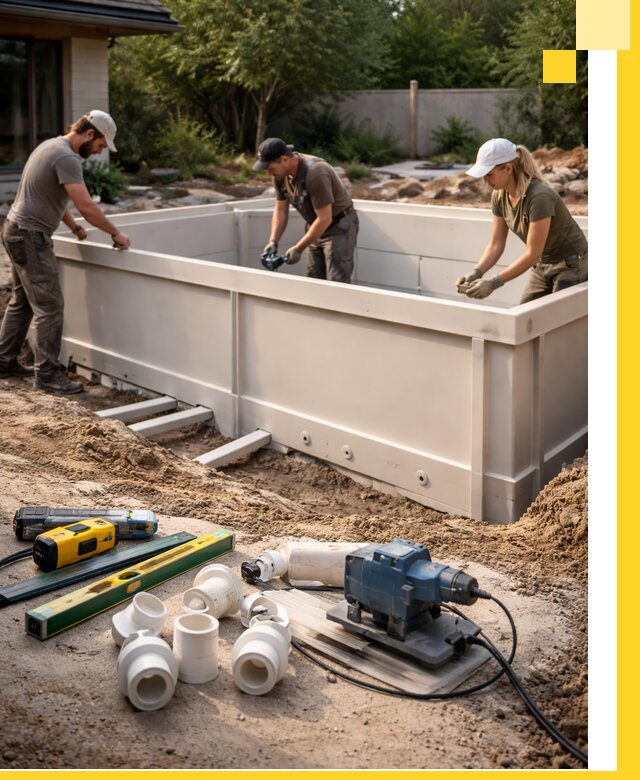 Установка полипропиленовых бассейнов под ключ в Можге