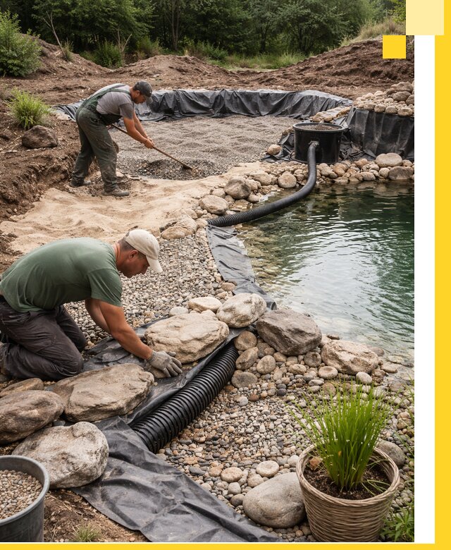 Строительство природных бассейнов и озер в Можге под ключ