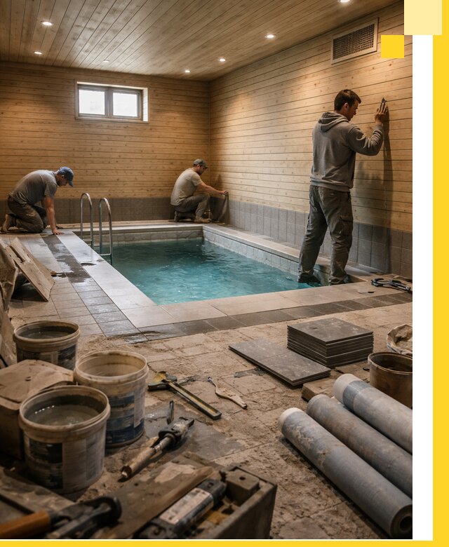 Строительство бани с бассейном и сауной под ключ в Можге