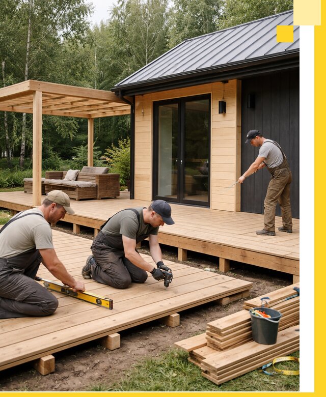 Строительство бань с террасой и бассейном под ключ в Можге