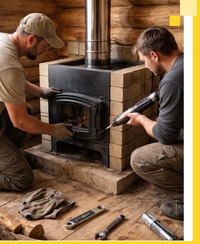 Монтаж и установка печи в бане под ключ с гарантией в Можге