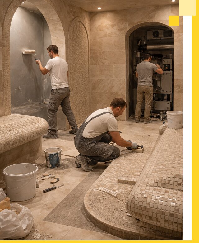 Строительство бани с хамамом и бассейном под ключ в Можге