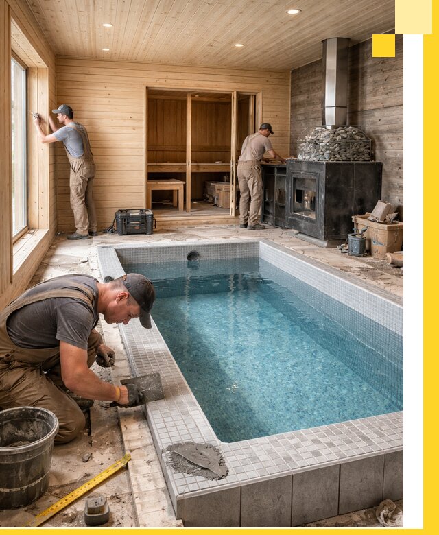 Проект бани с бассейном и сауной в Можге под ключ