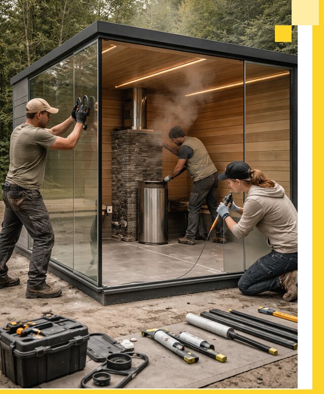 Проектирование и строительство стеклянных бань в Можге