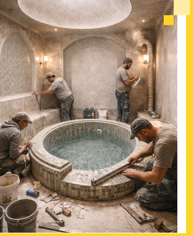 Профессиональное строительство хамама с бассейном в Можге под ключ